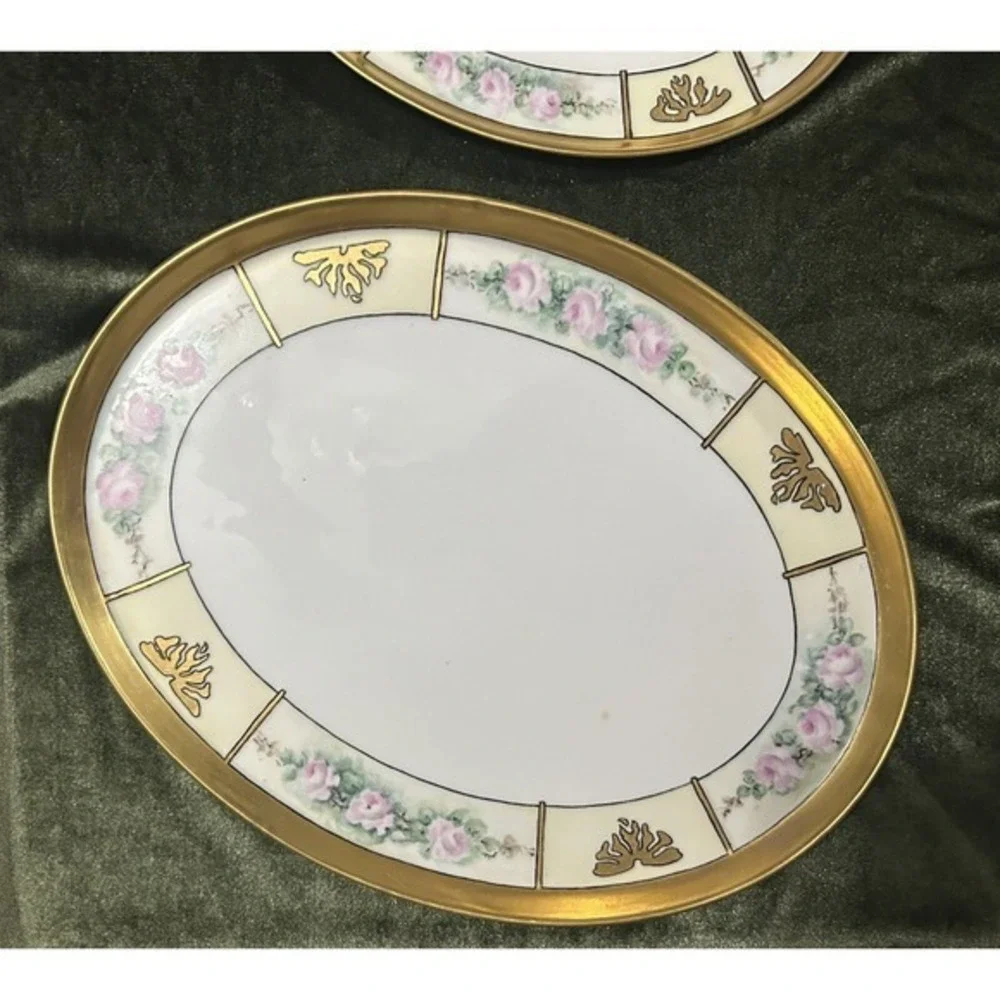 RARE 6-PC Vintage‎ Limoges Vanity Hair Receiver Powder Cont. & Pair Of Trays Wow